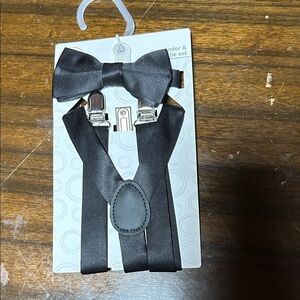 Wonder Nation Black Bow Tie and Suspender Set one size boys